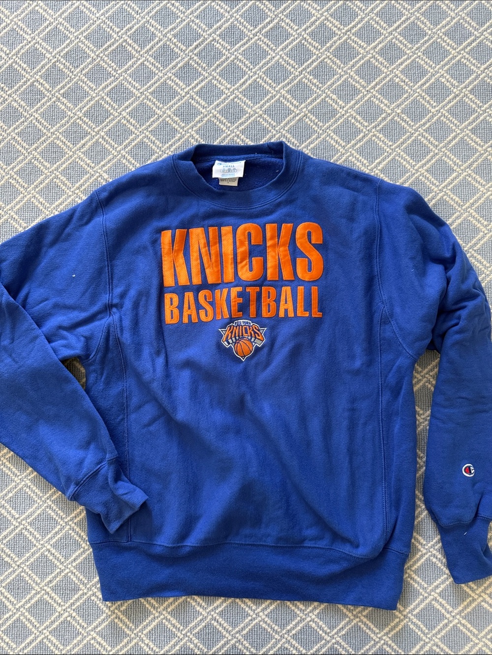 Champion Knicks Basketball Crewneck Sweatshirt - Blue/Orange